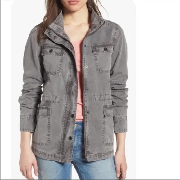 Caslon Washed Gray Utility Jacket Cotton size S - Picture 2 of 5